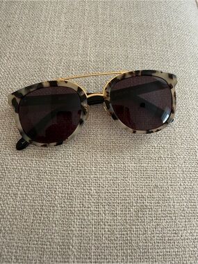 KREWE Tortoiseshell Round Sunglasses with Gold Bridge
